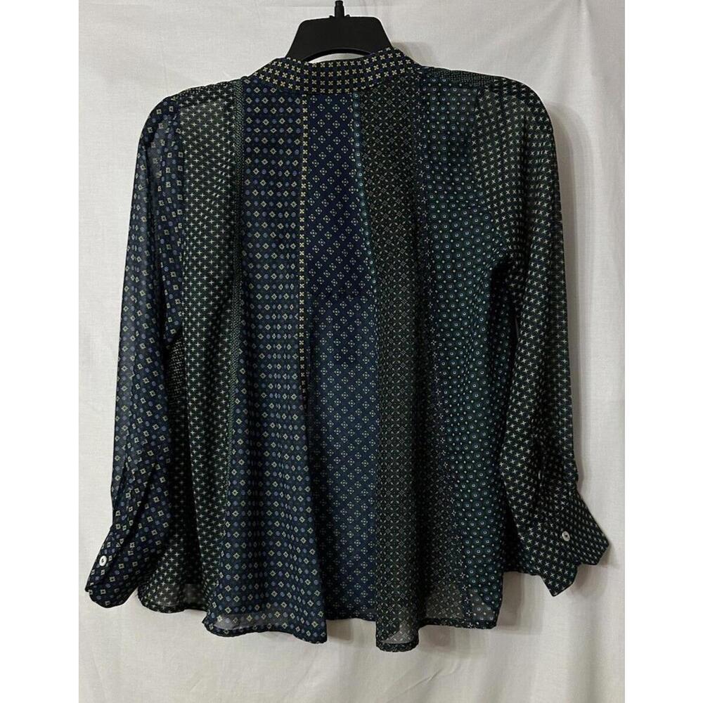 NWT Gretchen Scott Long Sleeve Half Button Polyester Top Blouse Shirt Size M - Picture 9 of 13